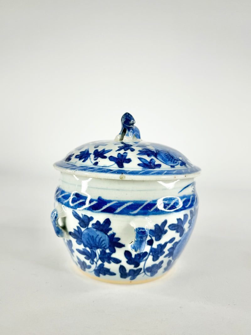 Antique Blue & White Fu Dog Ginger Jar