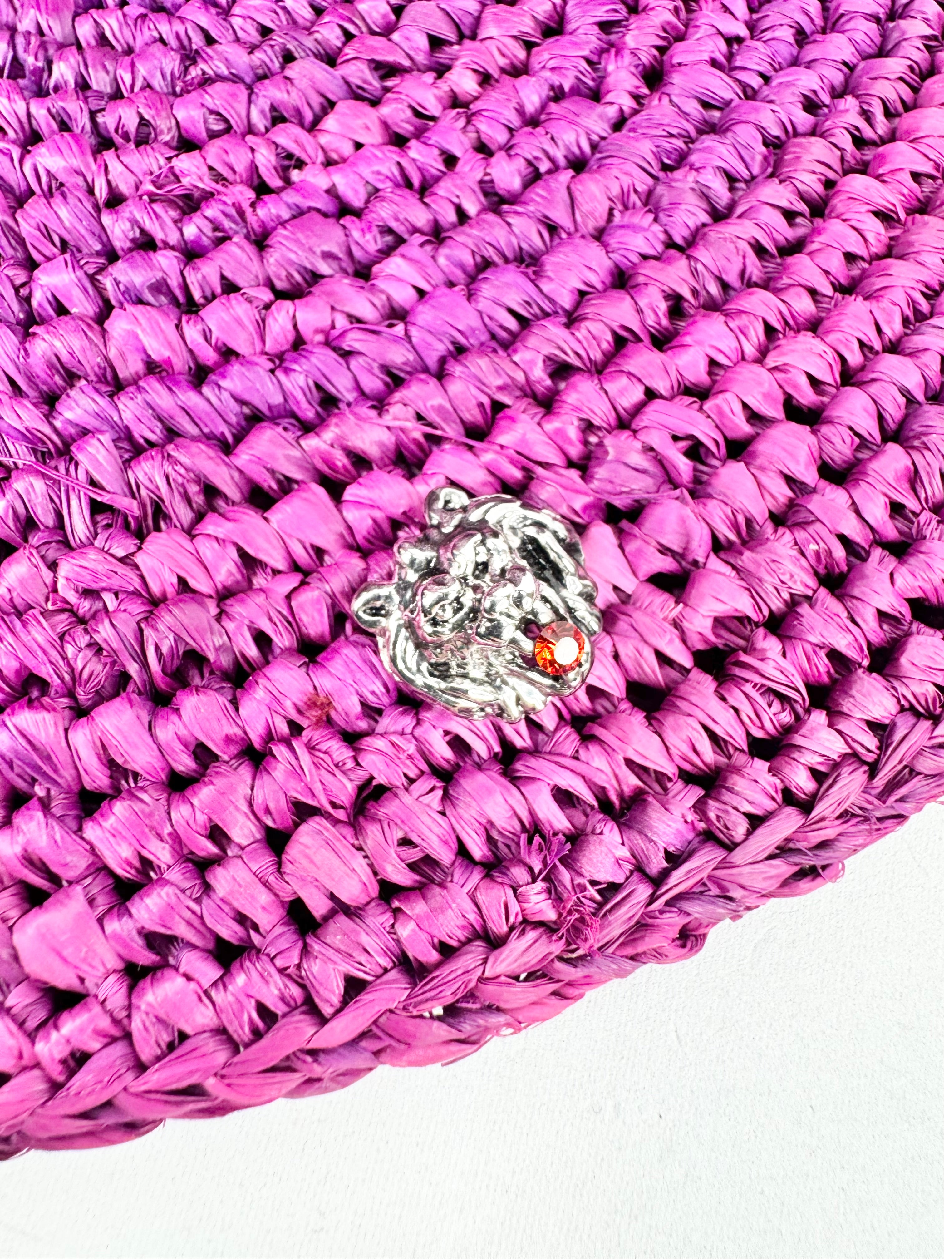 Gabriele Frantzen Fuchsia Raffia Clutch