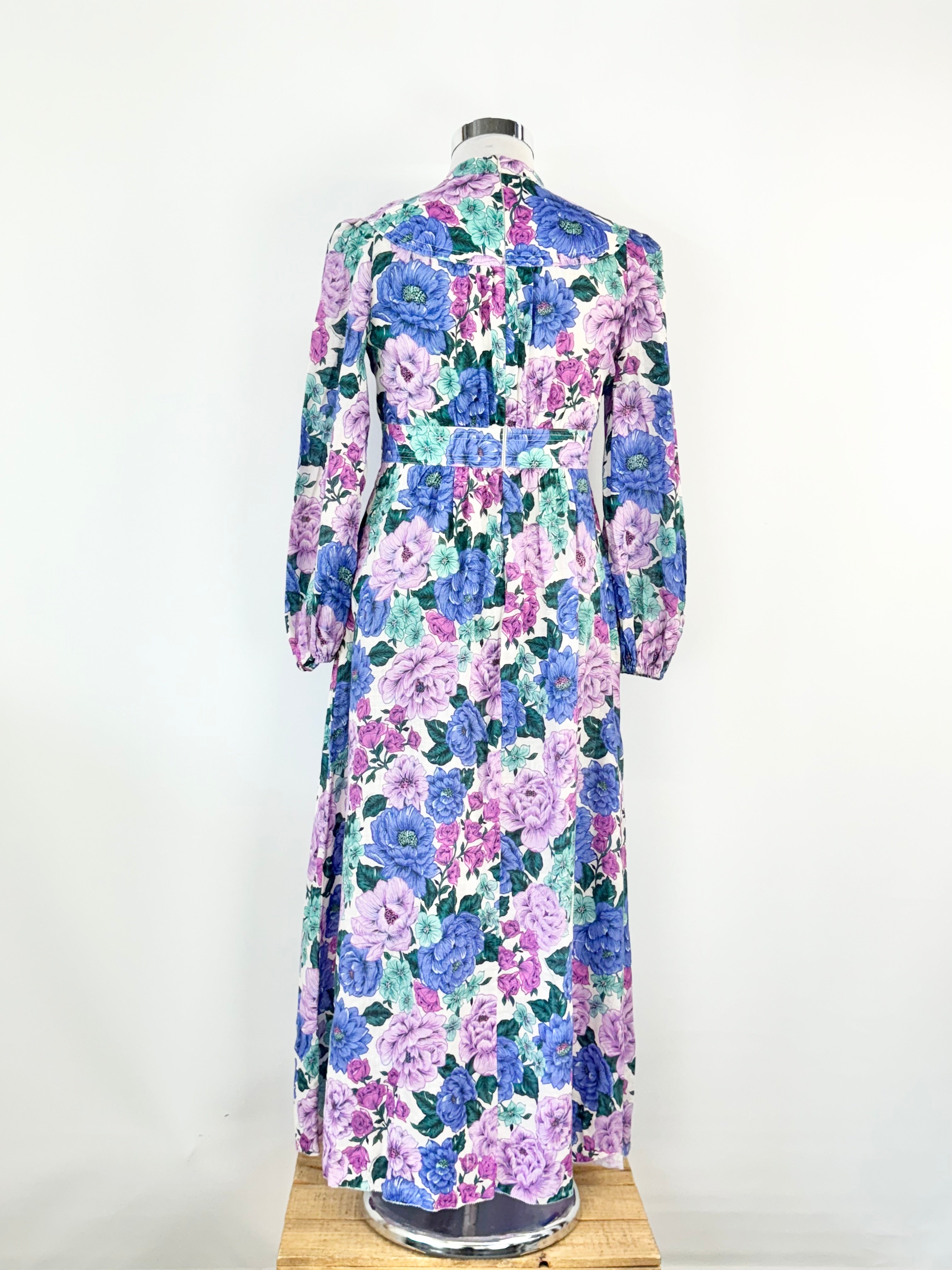 Zimmermann Purple & Blue Peony Pattern Linen Dress - AU12