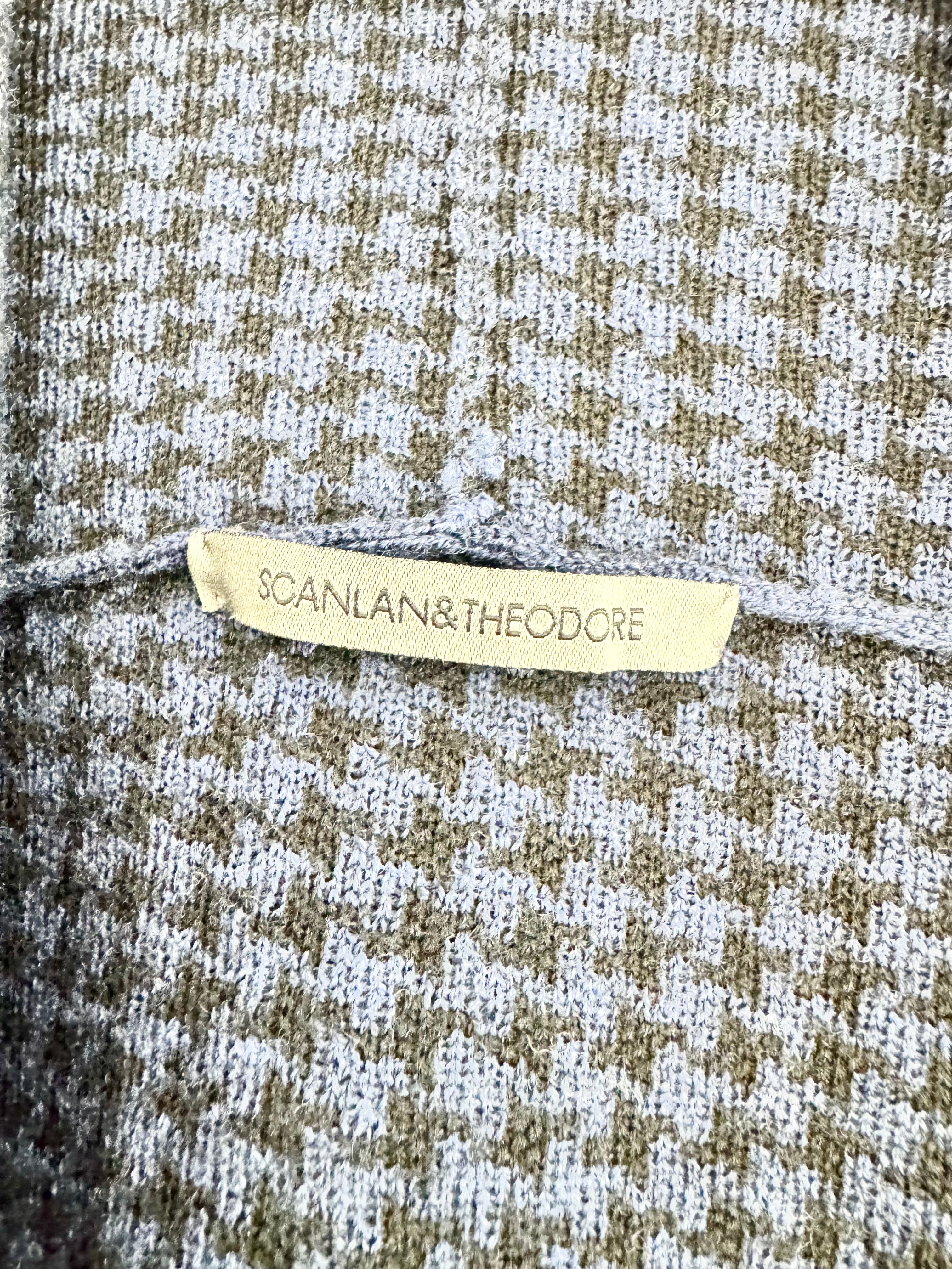 Scanlan Theodore Navy & Charcoal Houndstooth Pattern Mesh Match Cardigan - AU8/10