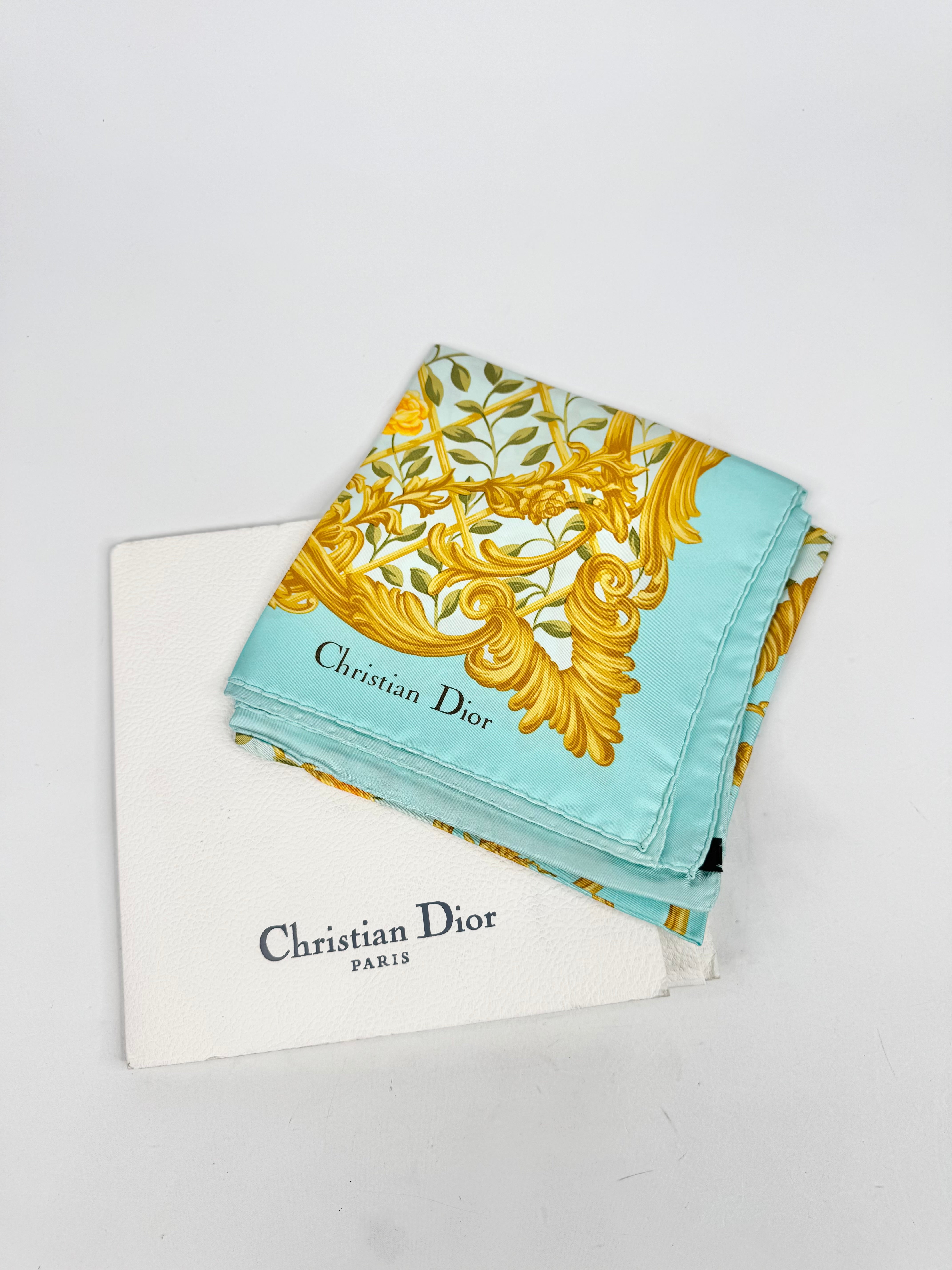 Christian Dior Broque Floral Trellis Patterned Silk Scarf