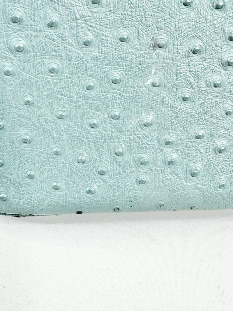 House of Hello Blue Faux Ostrich Texture Leather Bag
