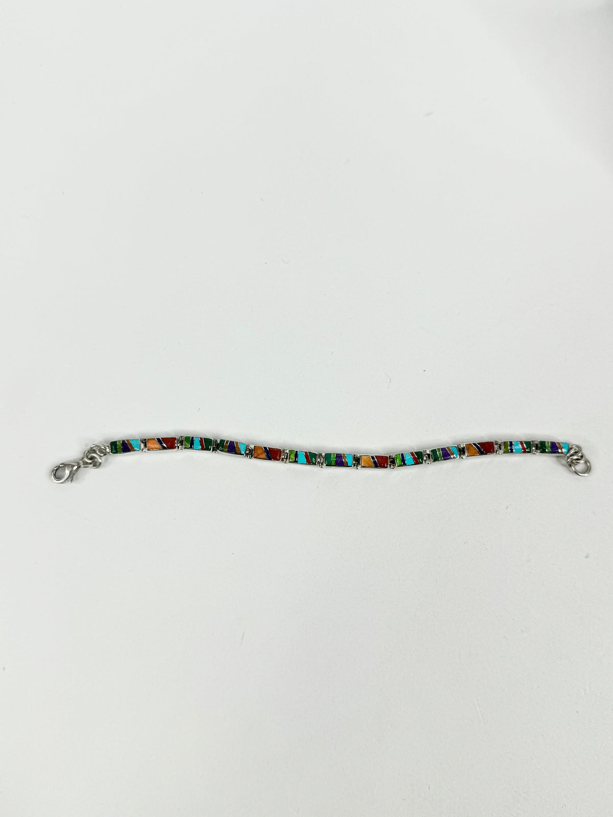 Vintage Silver Semi-Precious Gemstones & Opal Bracelet