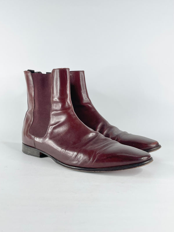 Doucal's Burgundy Leather Chelsea Boots - EU44