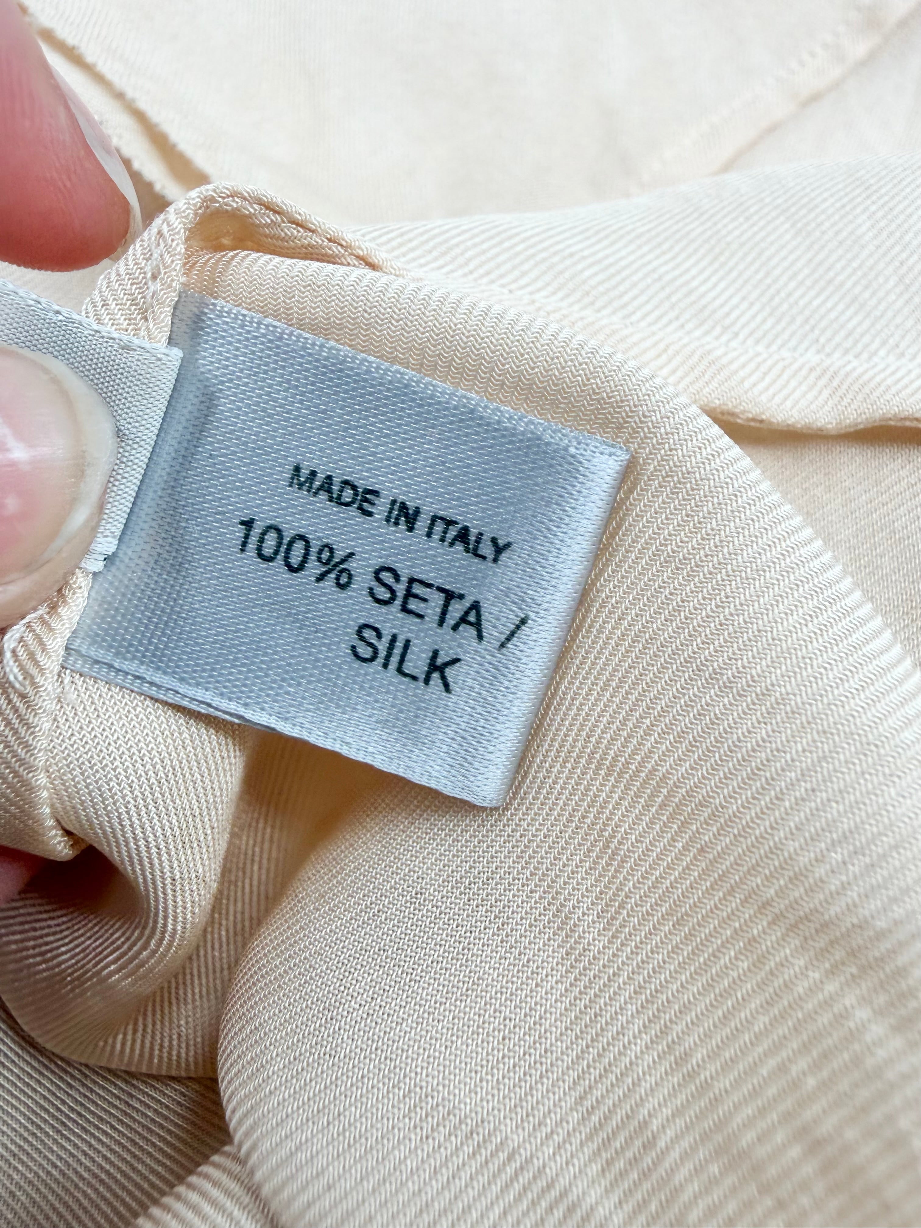 Bottega Veneta Cream Silk Raw Trim Blouse - AU12/14