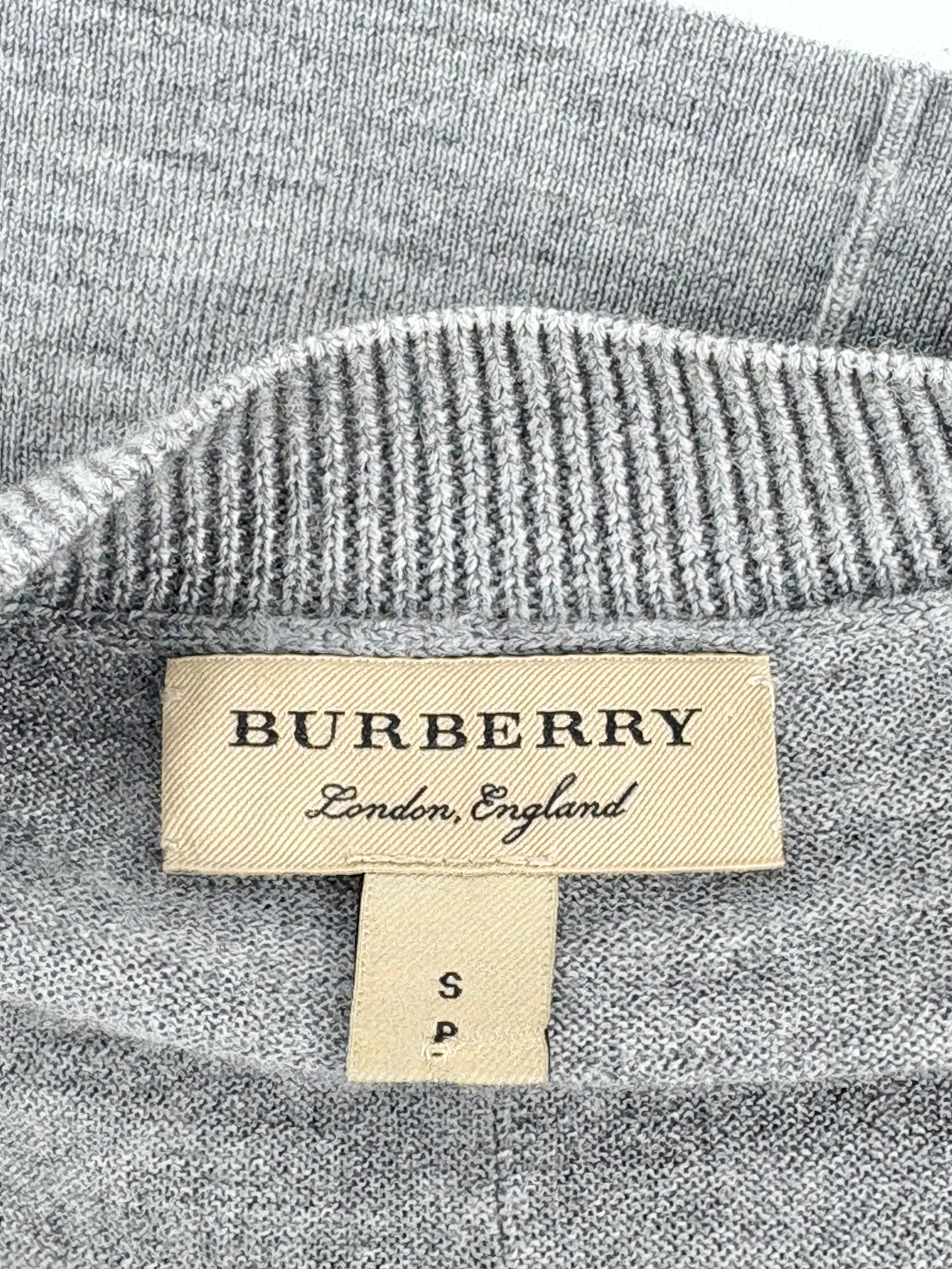 Burberry Vintage-Novacheck Elbow Patch Grey 'Dornoch' Cardigan - AU8/10