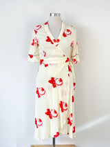 Ganni Cream Wrap Floral Dress - AU10