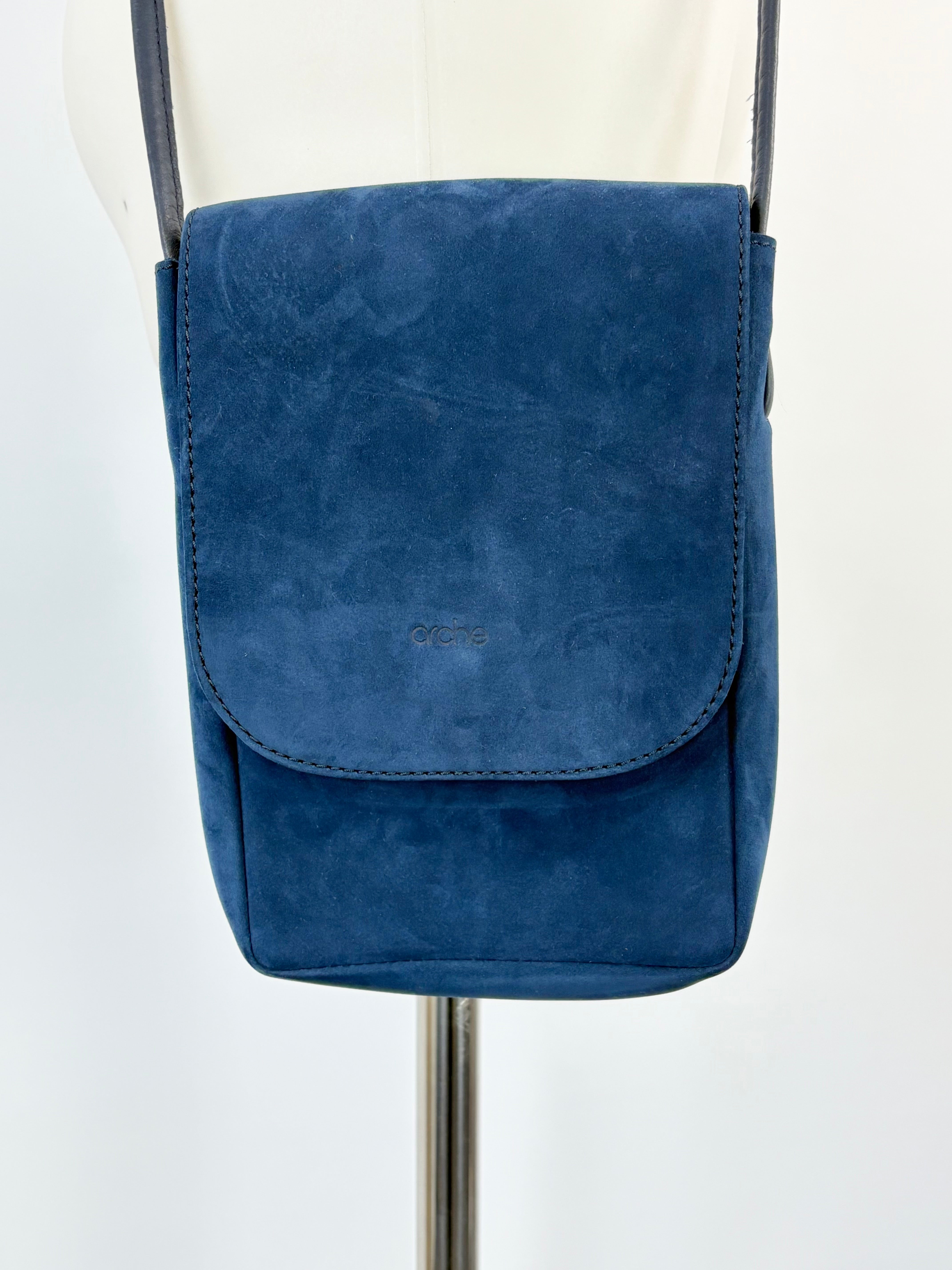 Arche Midnight Blue Suede Mini Sling Bag