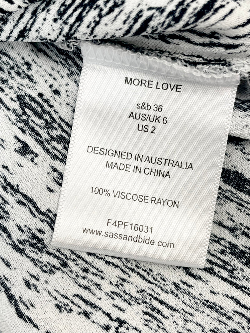 Sass & Bide 'More Love' White & Black Long Sleeve Top - AU6
