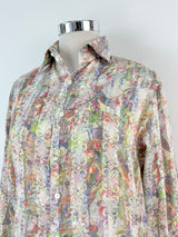 Monza Italy Sheer Floral Print Shirt - L