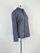 Armani Collezioni Pigeon Blue Felted-Square Pattern Shirt - XL