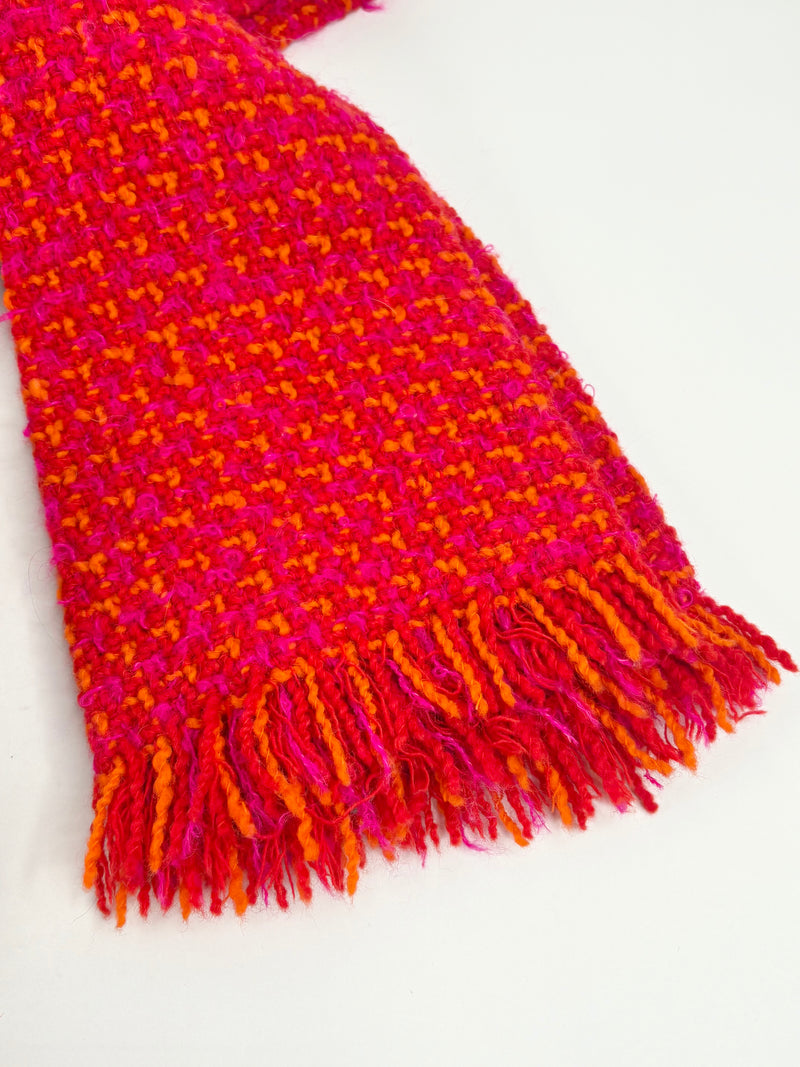 Vintage 60s Allen Gar Fuchsia & Orange Woven-Wool Dress - AU8