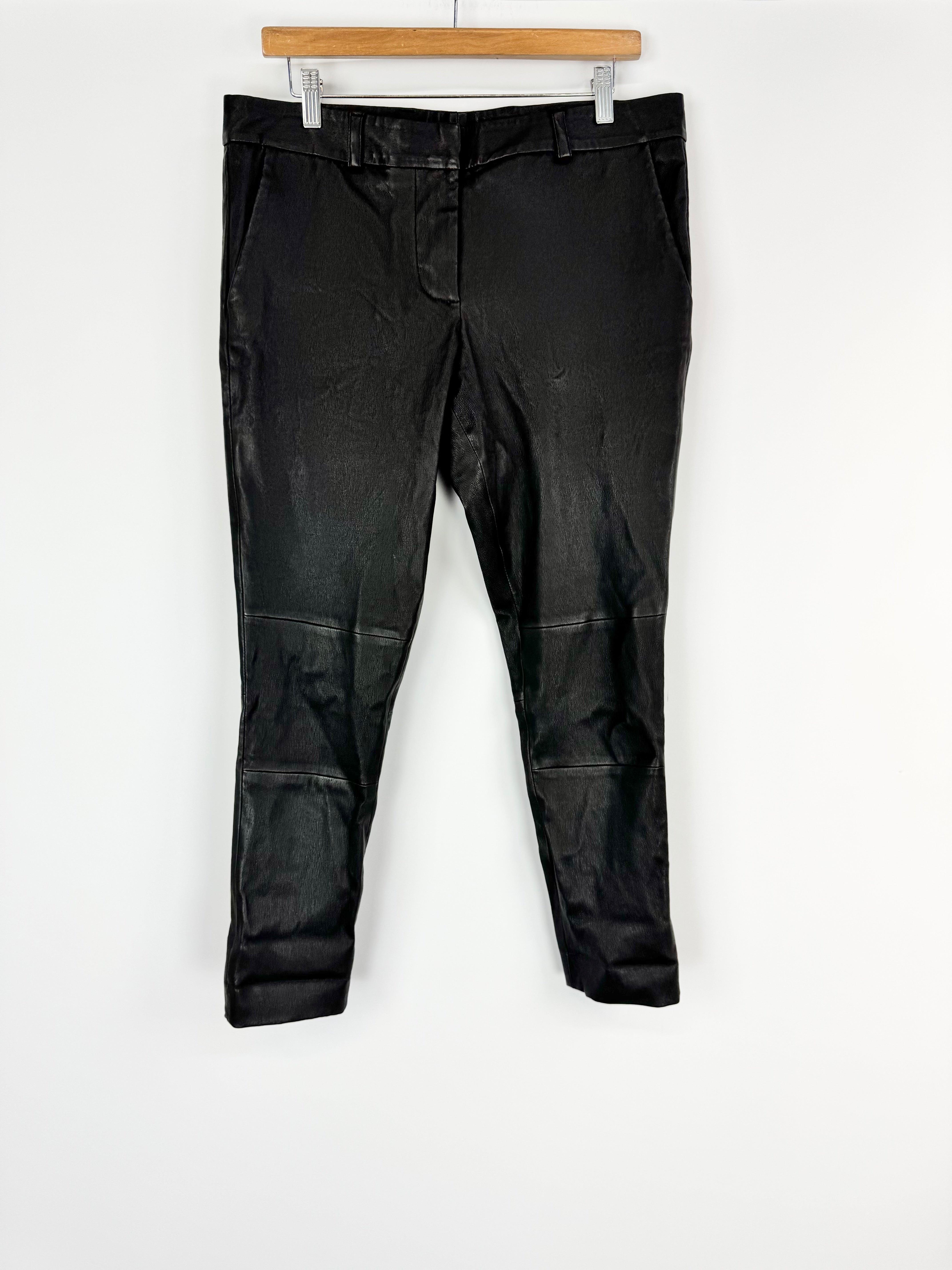 Olivia Sheed Black Stretch Leather 'Boyfriend' Pants - AU12