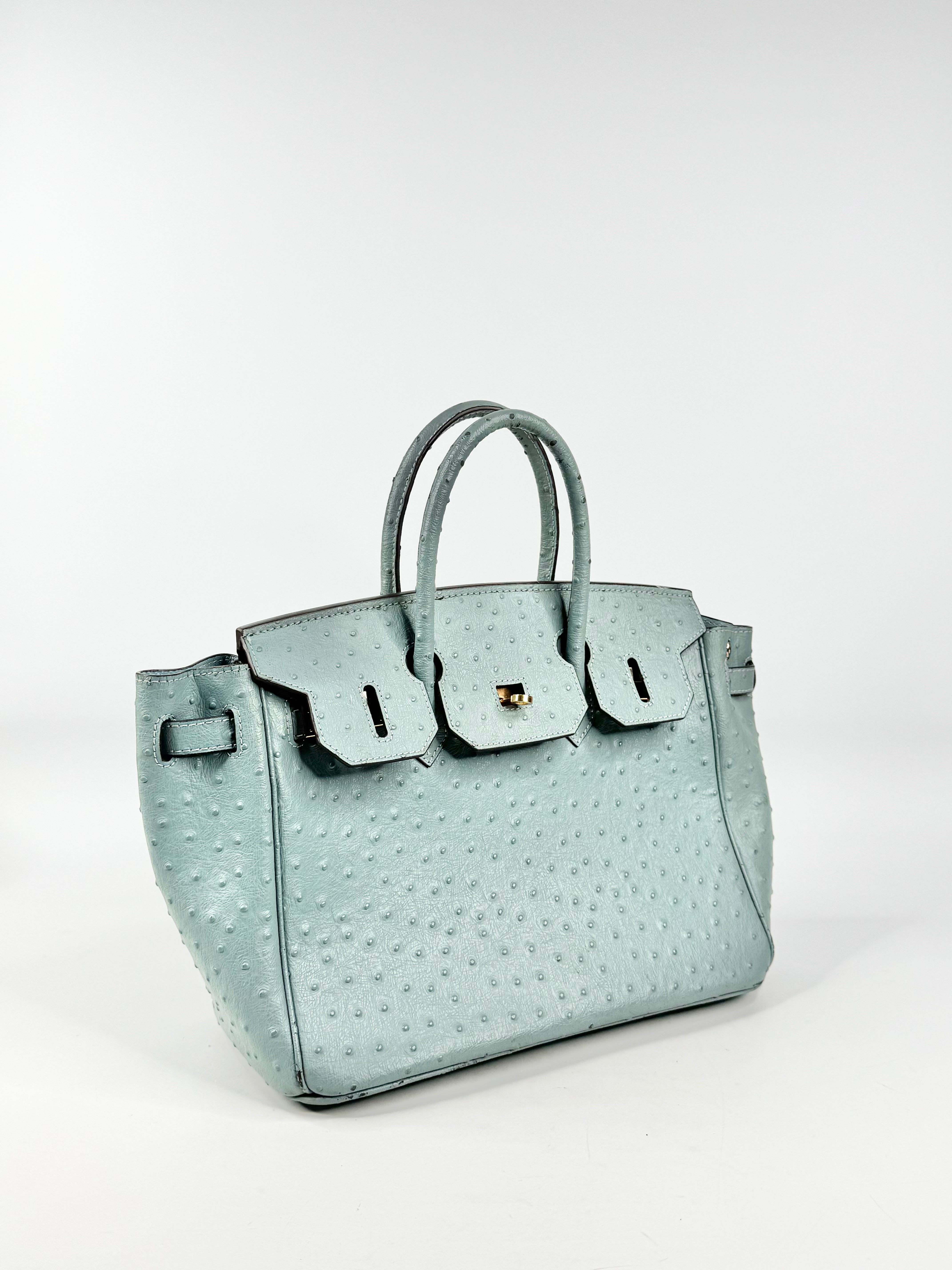 House of Hello Blue Faux Ostrich Texture Leather Bag