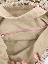 Blush Pink Tasselled Tapestry Tote Bag