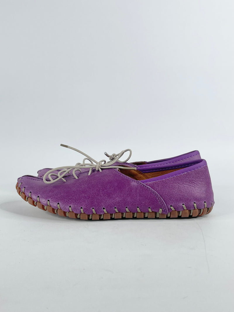 Stegmann Violet Leather Flat Lace Ups - EU36