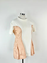 Marni White and Peach Cotton & Silk Panel T-Shirt - AU12