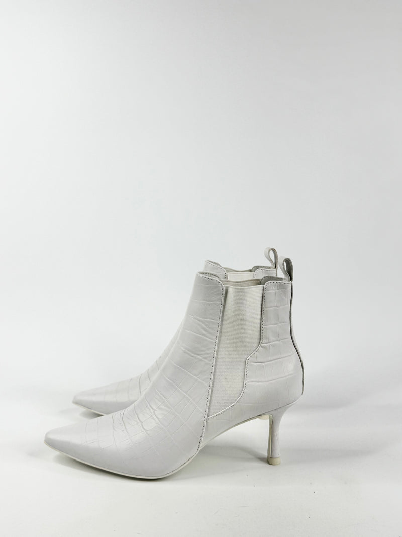 Senso White Croc Print Ankle Boots - EU38