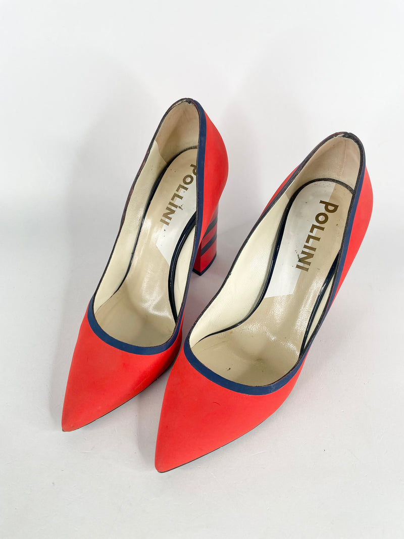 Pollini Vermillion Leather 'Perry' Pumps - EU37