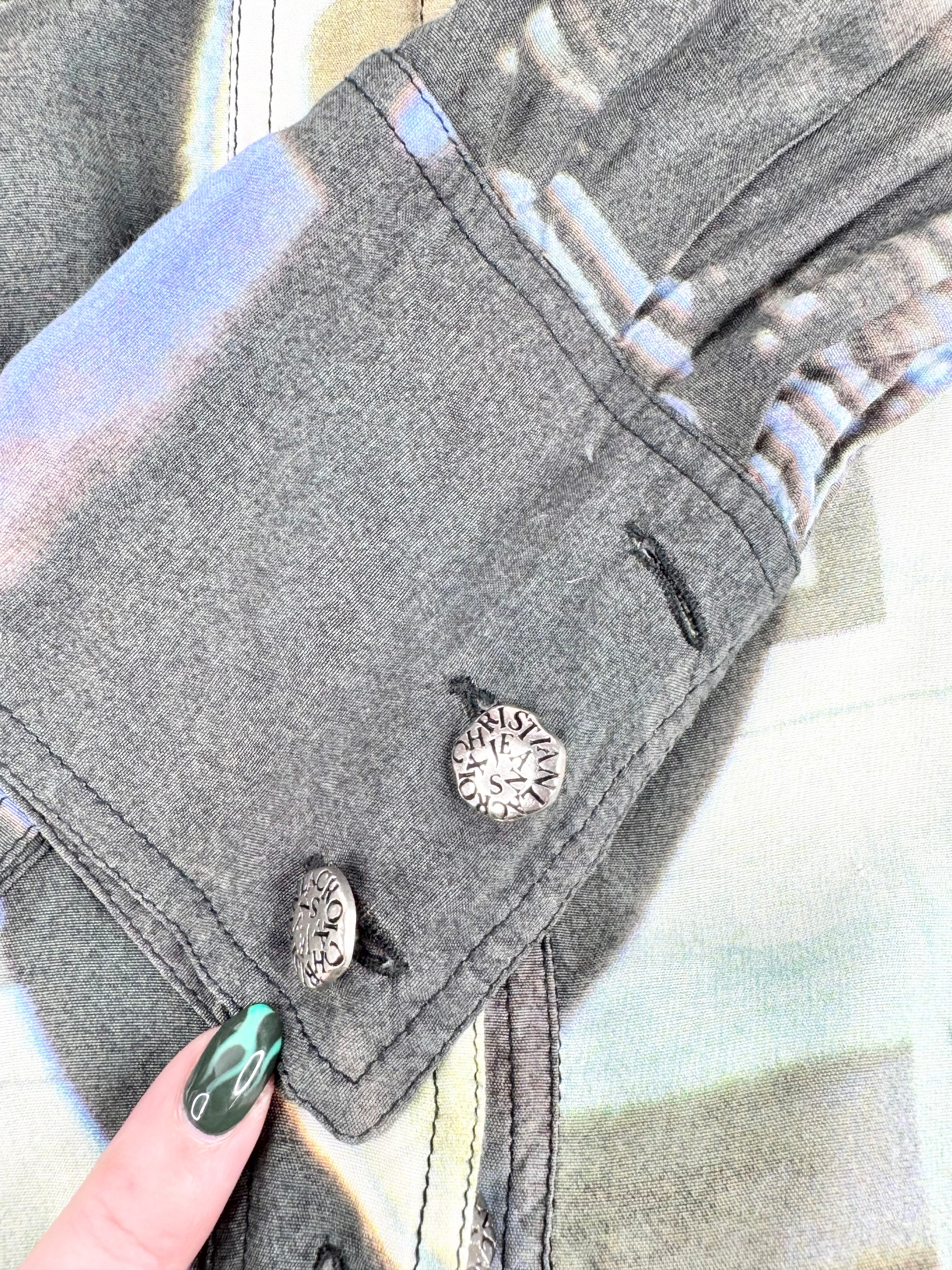 Jeans by Christian Lacroix Blue Fitted Photograph Shirt - AU6/8