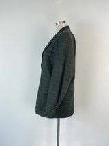 Vintage Ermenegildo Zegna Charcoal Check Pattern Blazer - 42R