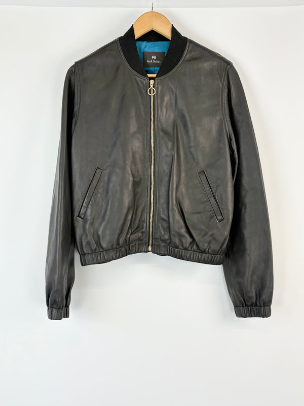 Paul Smith Black Leather Bomber Jacket - M