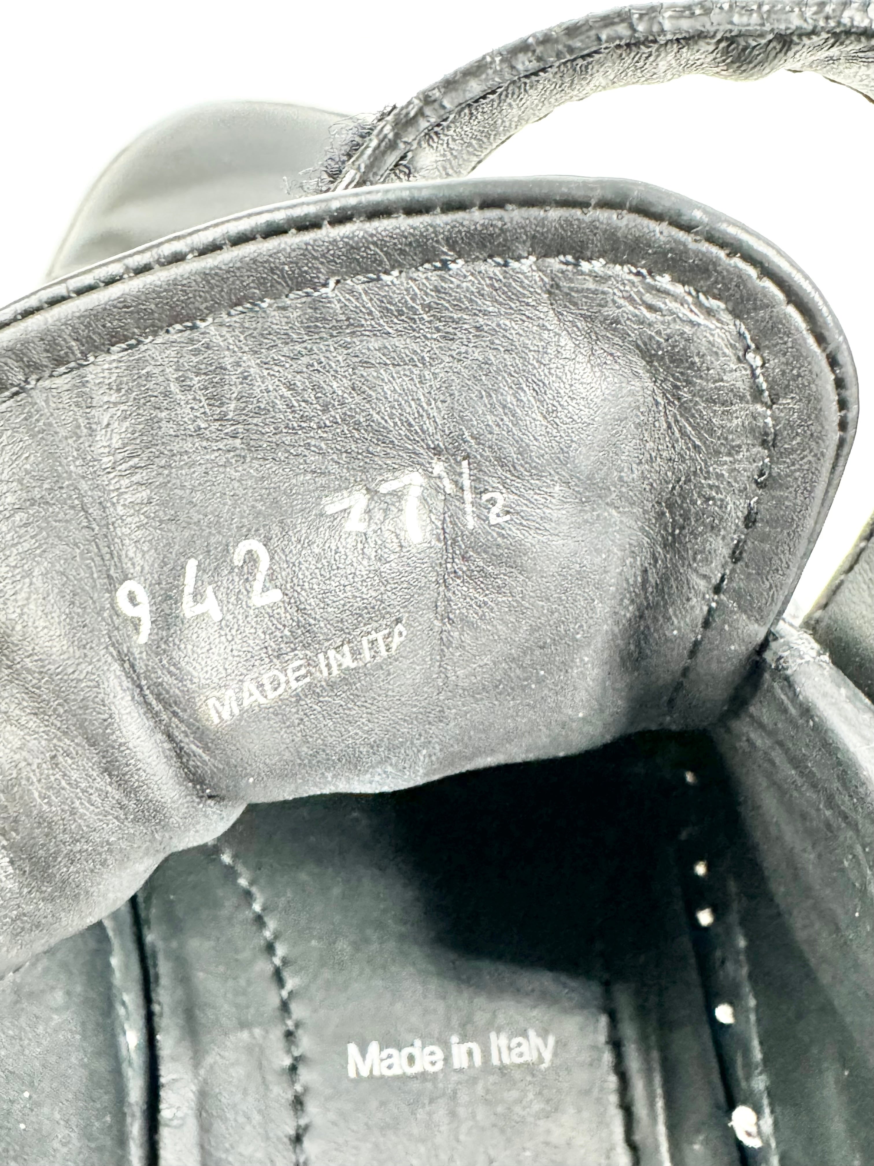 Prada Black Leather Three Strap Velcro Sneakers - EU37.5