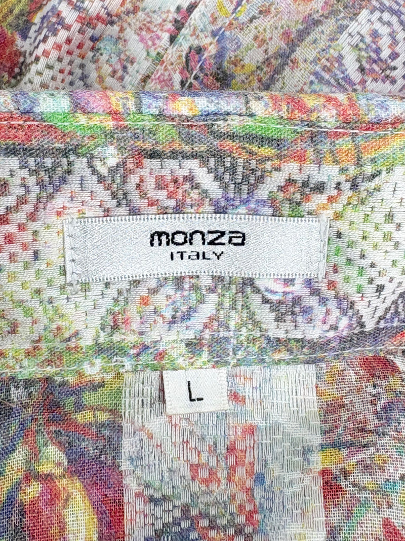 Monza Italy Sheer Floral Print Shirt - L