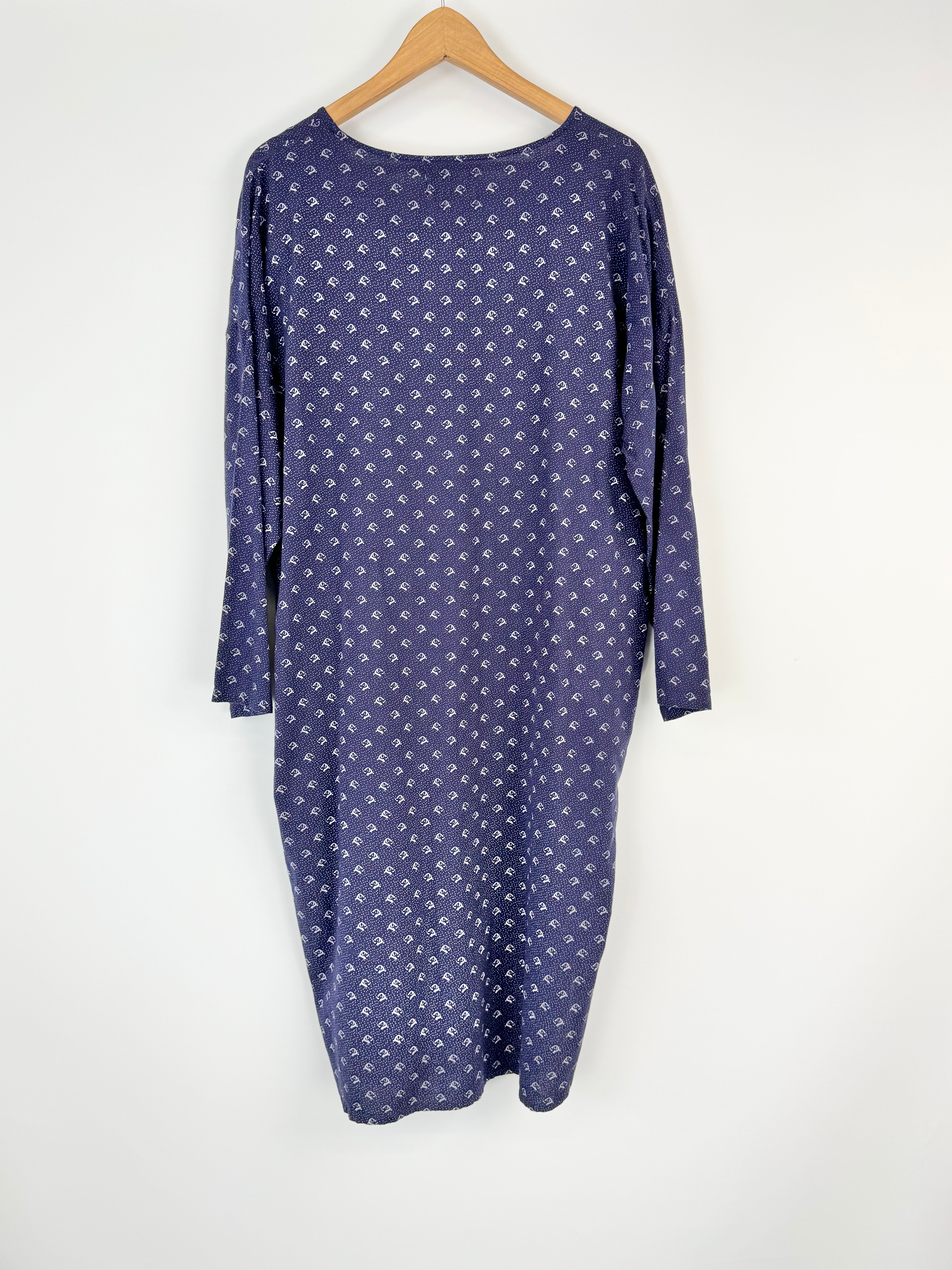 Lazybones Blue Hound Patterned Cotton & Flex Blend Chemise - AU12/14