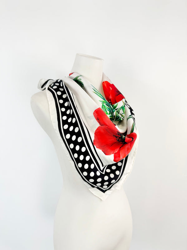 Dolce & Gabbana Twill Silk Poppy Scarf