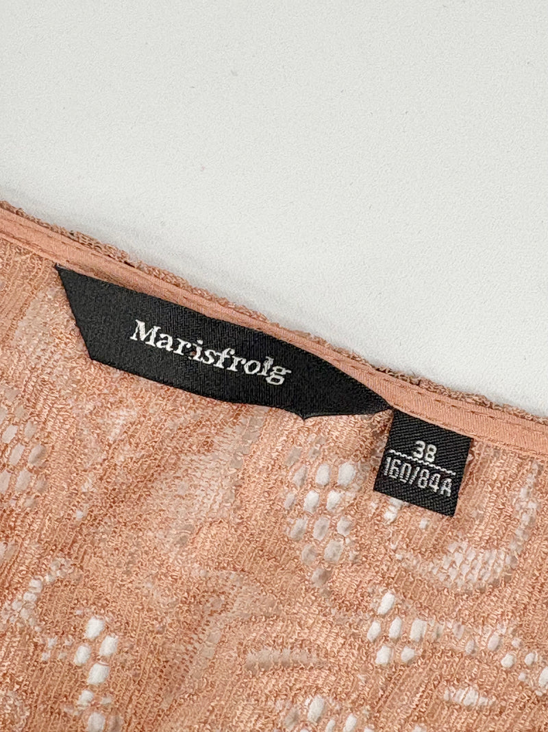 Marisfrolg Taupe Embroidered Lace Dress with Silk Slip - AU8/10