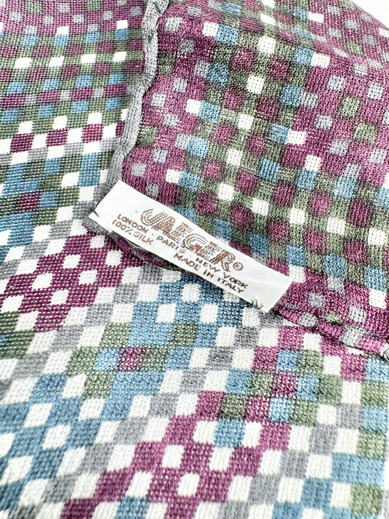 Vintage Jaeger Purple, Blue & Grey Woven Silk Scarf