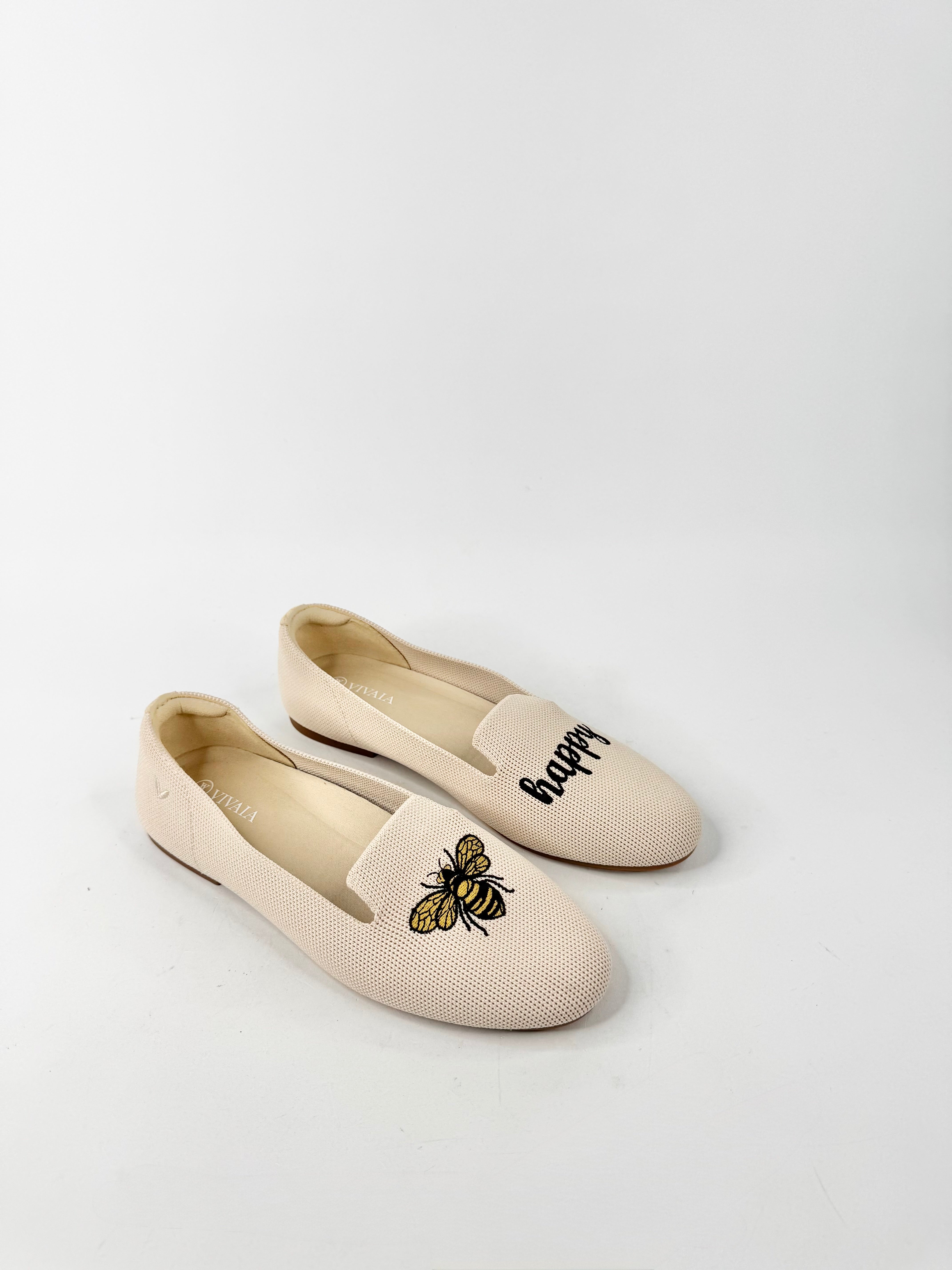 Vivaia 'Audrey' Bee Hapy Round-Toe Embroidered Loafers - EU37.5