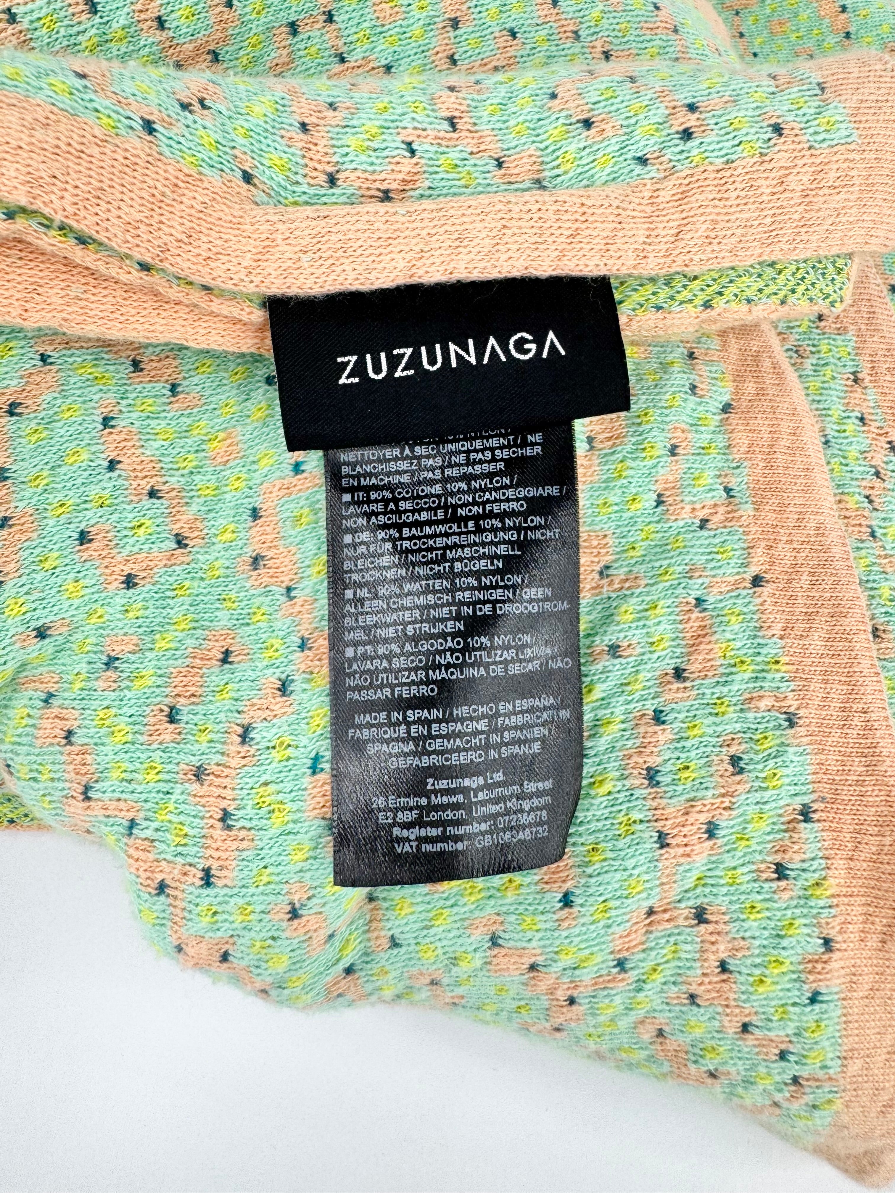 Zuzunaga Lime Green & Orange Patterned Cotton Blanket