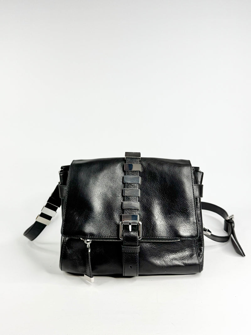 Karen Millen Black Leather Cross Body Bag NWT