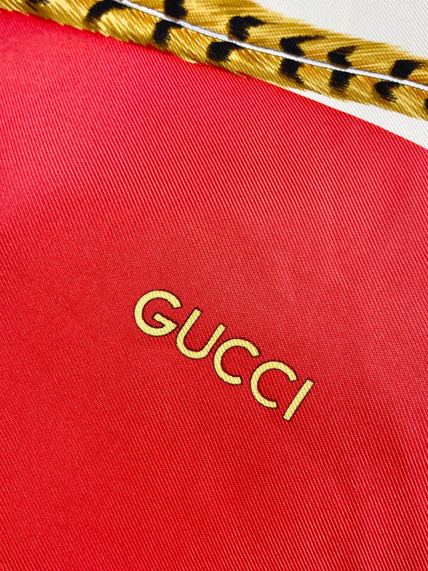 Vintage Gucci Red & Cream Mallard Scarf