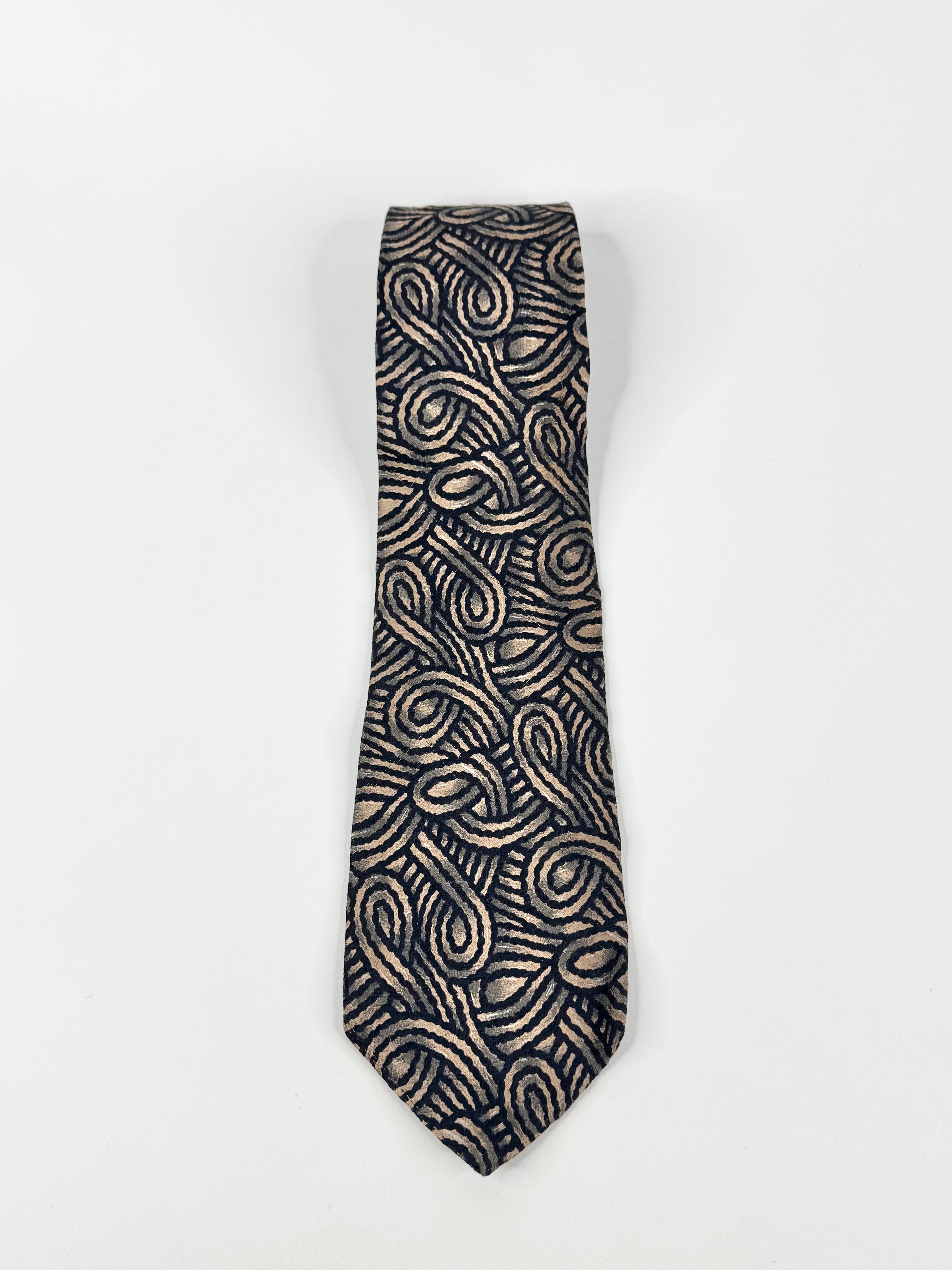 Calvin Klein Blue & Beige Swirled Silk Tie