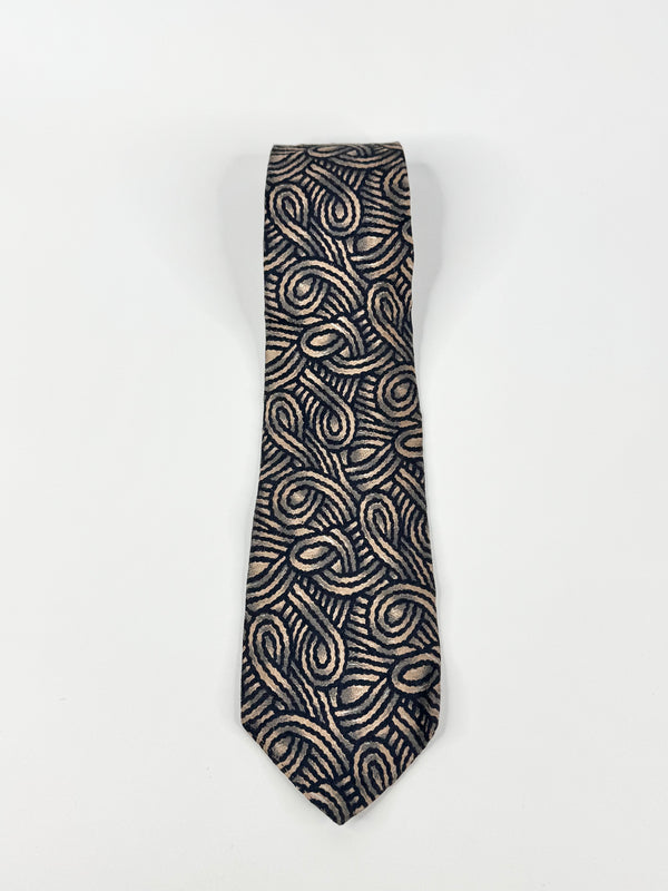 Calvin Klein Blue & Beige Swirled Silk Tie