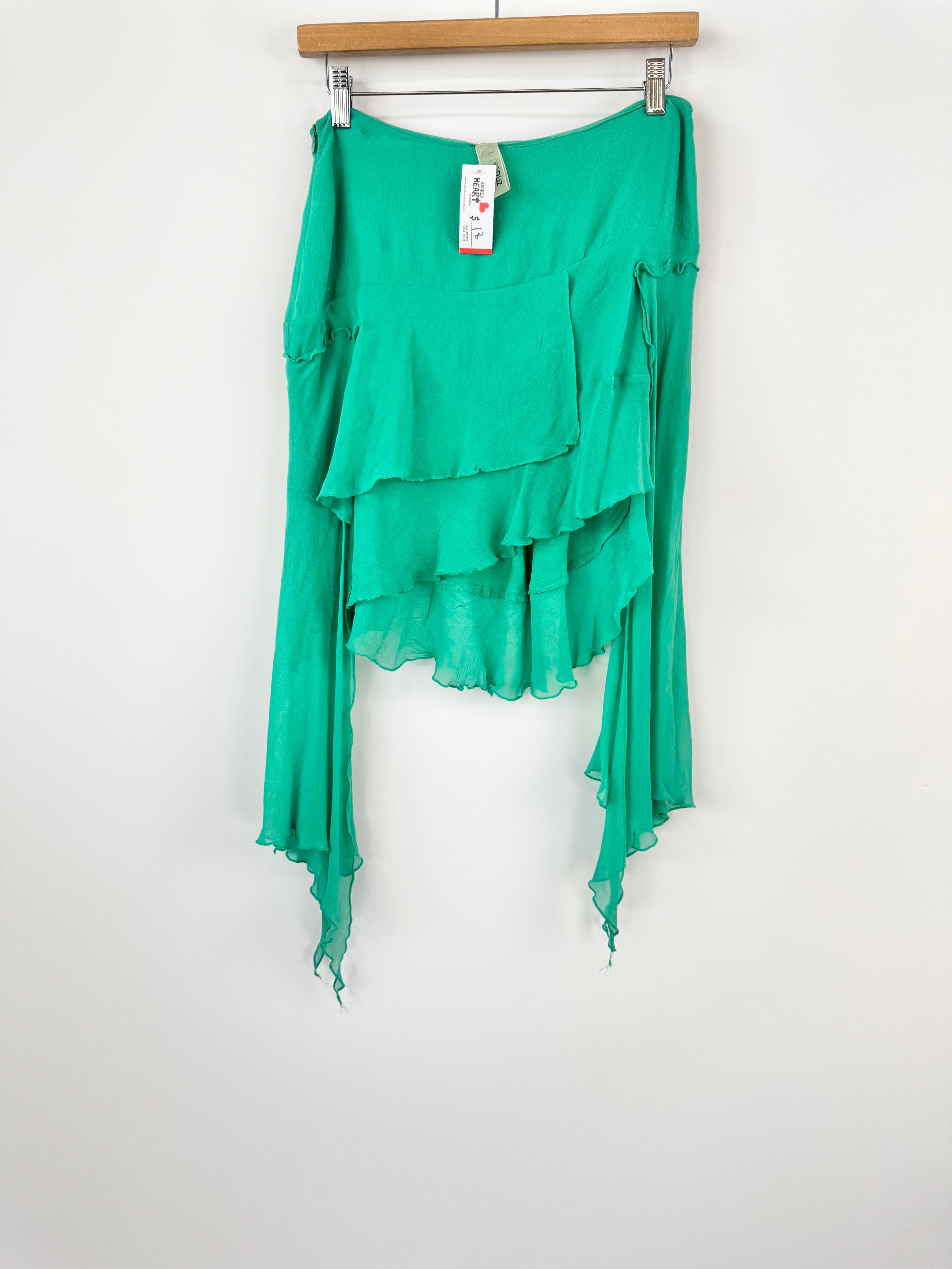 ZHOUK Jade Y2K Chiffon Asymmetrical Mini Skirt - AU8