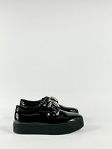 Black Patent leather Platform Slip On Shoes - EU38