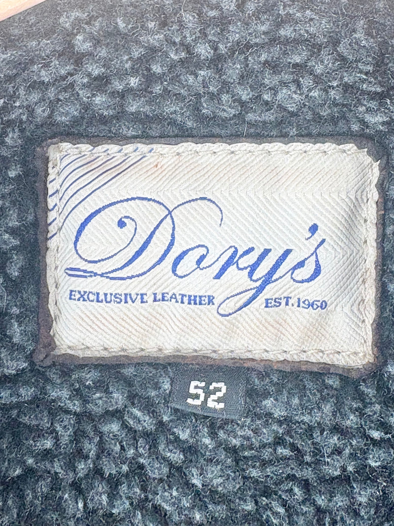 Dory's Genuine Leather Mahogany Shearling-Lined Jacket - 52