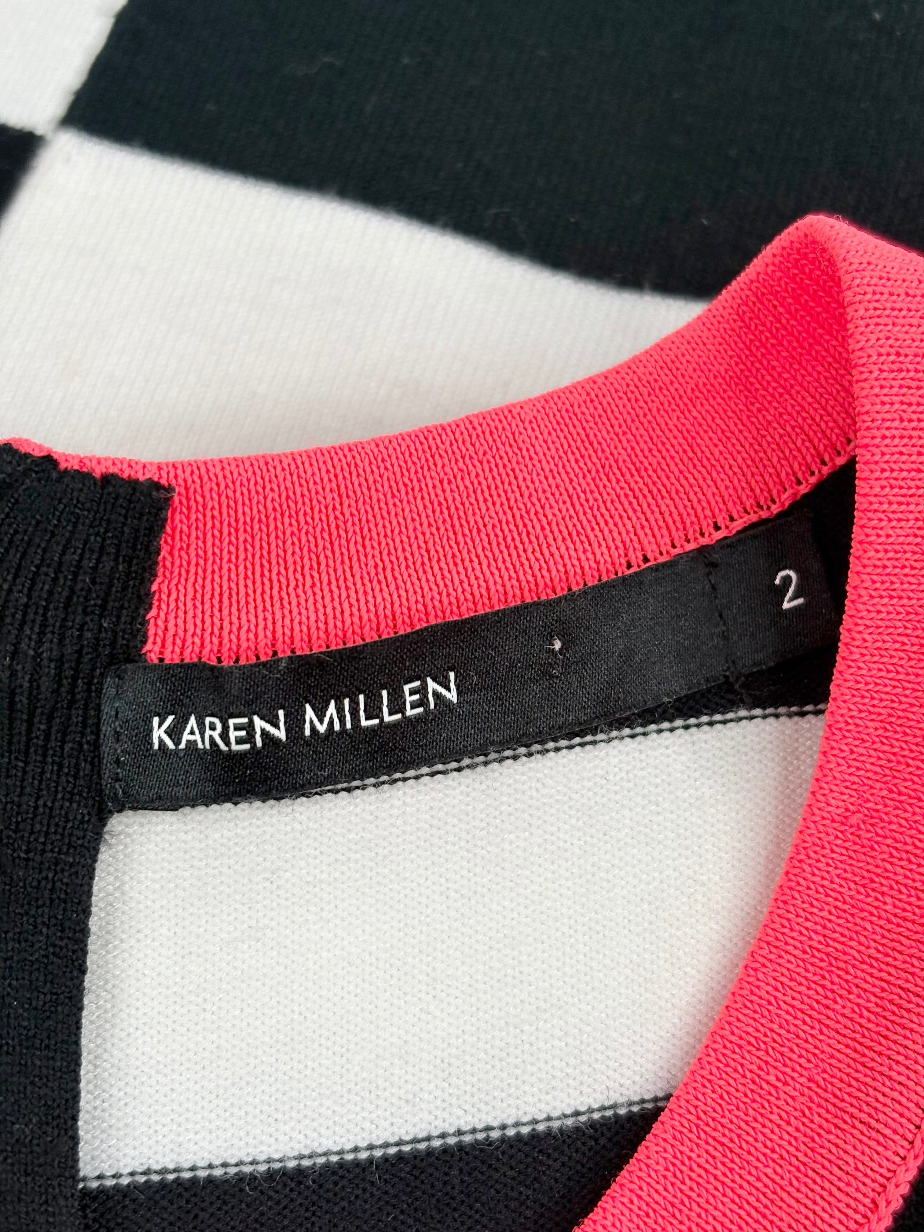 Karen Millen Black & White Block Bodycon Dress - AU10