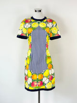 Mother of Pearl Fruits Pattern Short Sleeve Midi Dress - AU8