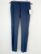 M.J. Bale Navy Striped Slim Fit 'Carrisi' Wool Trousers - W34