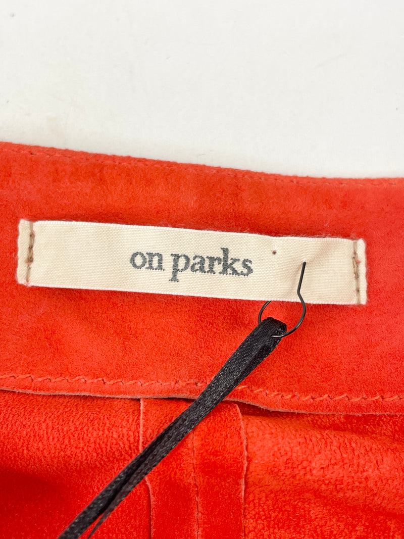On Parks Orange 'Van' Suede Midi Skirt - AU8