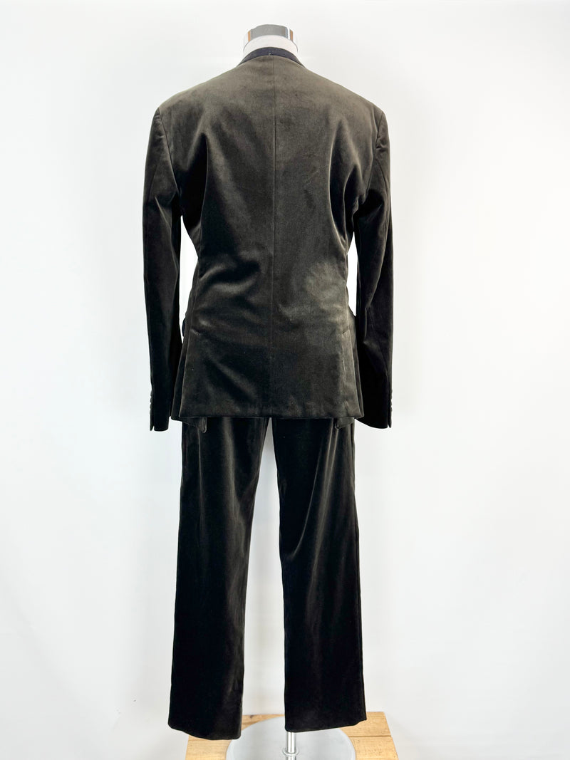 Dolce & Gabbana Wood Deep Brown Velvet Suit - 50