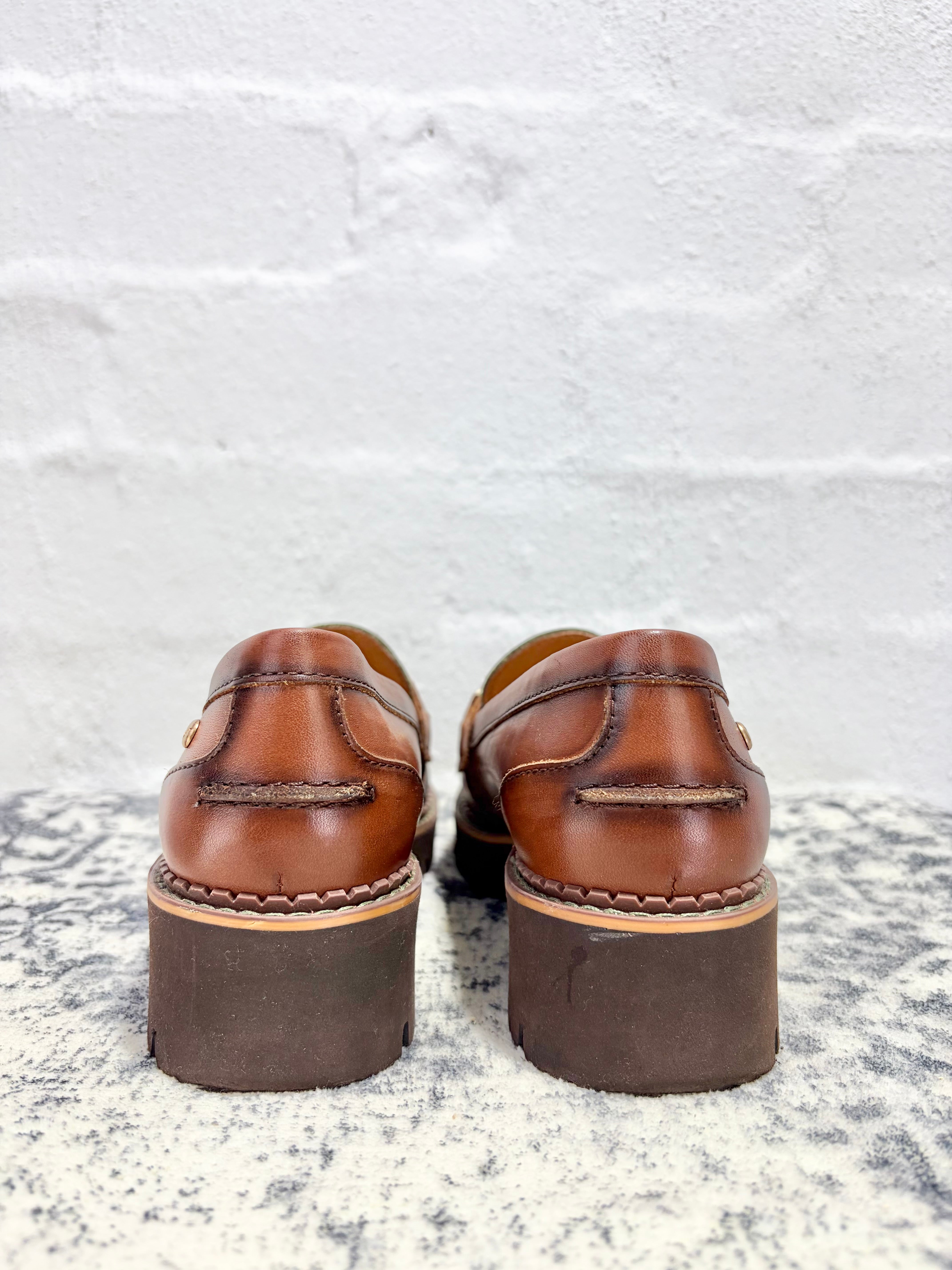 Pikolinos 'Vicar' Chestnut & Oliver Heeled Loafers - EU36