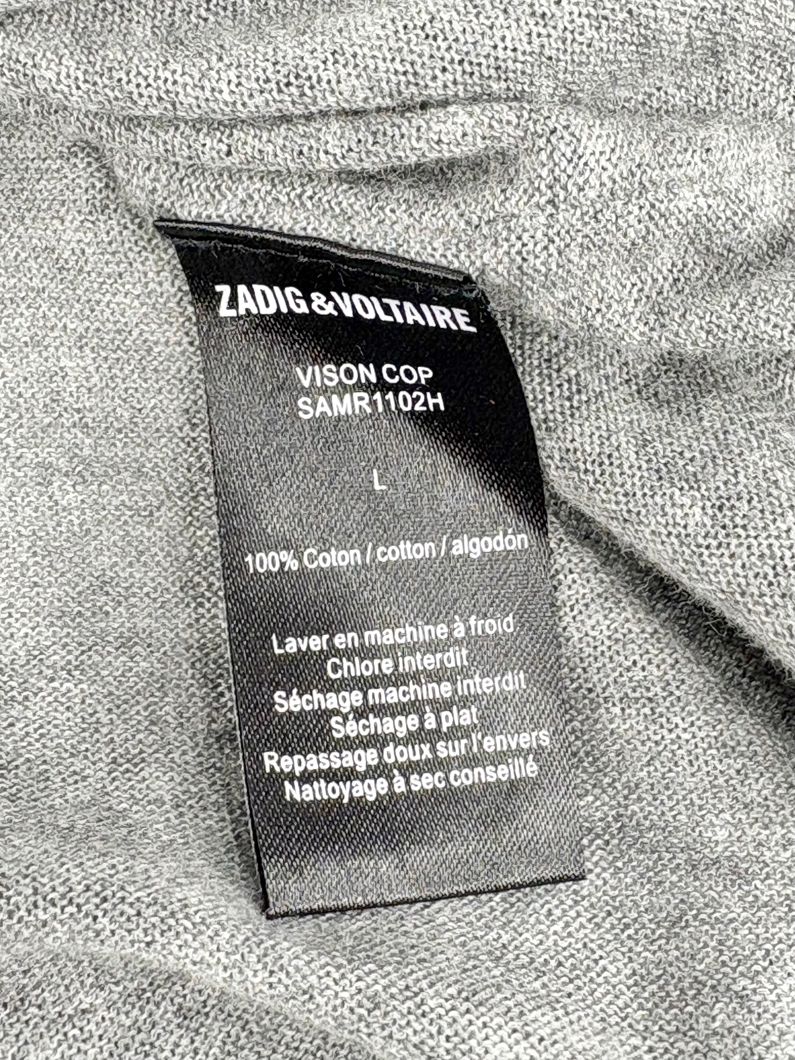 Zadig & Voltaire Stone Grey Cotton 'Vison' Top - AU12