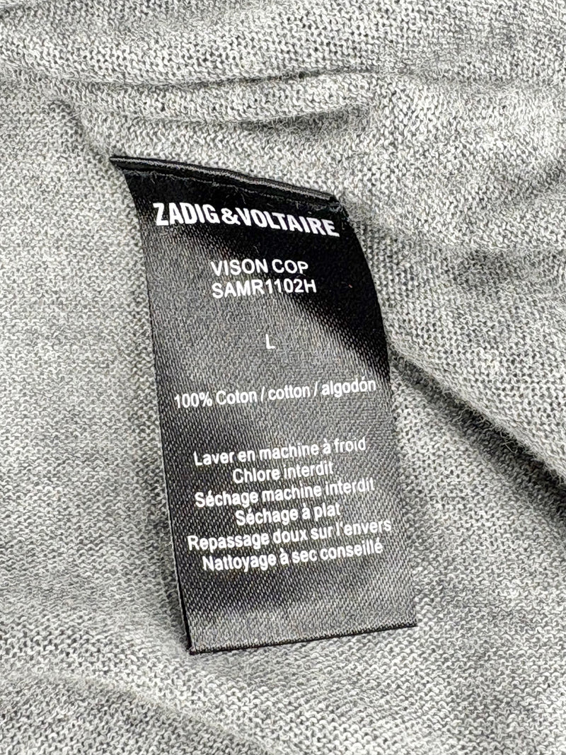 Zadig & Voltaire Stone Grey Cotton 'Vison' Top - AU12