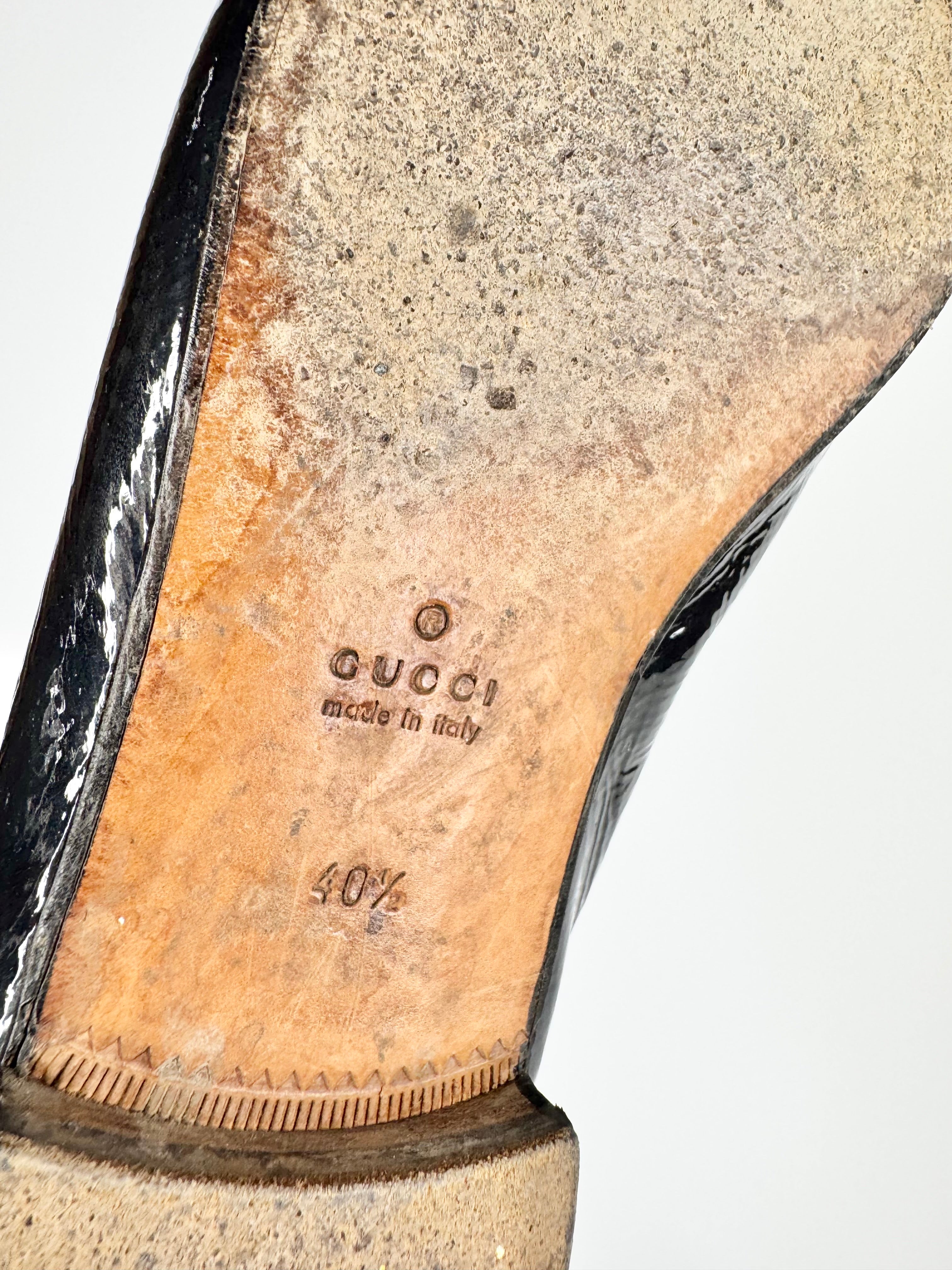 Vintage Gucci Patent Leather Horsebit Loafers - EU40.5